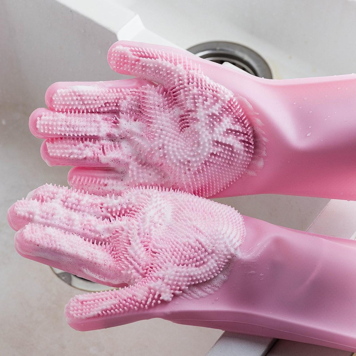 Silicone Dishwashing Gloves with Built-in Scrubbers – Heat Resistant & Reusable