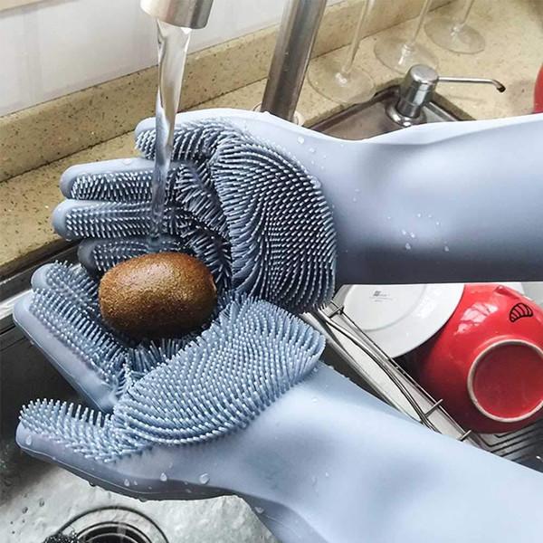 Silicone Dishwashing Gloves with Built-in Scrubbers – Heat Resistant & Reusable