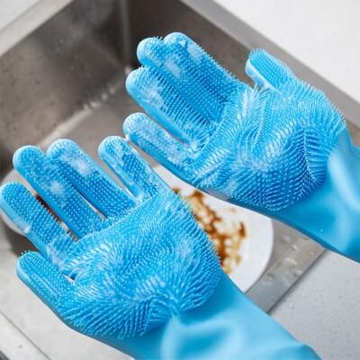 Silicone Dishwashing Gloves with Built-in Scrubbers – Heat Resistant & Reusable